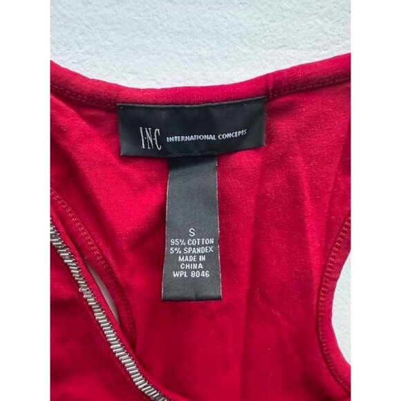 I.N.C. deep red Santa loves me tank top beaded trim SMALL - Picture 3 of 4